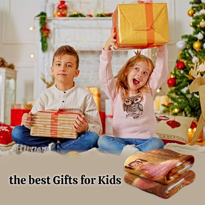 Personalized Fairy Tale Baby Blanket, Custom Photo Blanket with Name, Pink Tutu Dress Design, Soft Fleece Throw, for Baby Girl