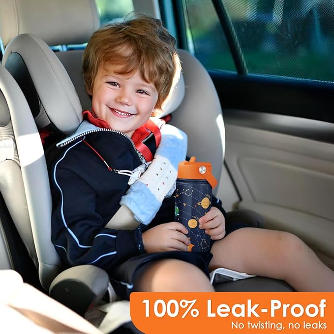 Solar System Kids Water Bottle With Straw Lid 12oz Insulated Stainless Steel, Travel Tumbler, Gifts For Boys, Birthday, Christmas, Back To School