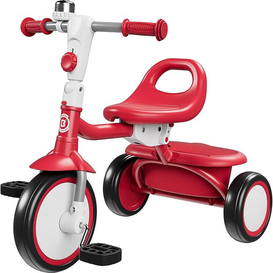 besrey Toddler Tricycle with Bell, Kids Tricycle Age 18 Months to 5 Years, Kids Trike, Toddler Bike for 1.5-5 Year Olds, Baby Trike, Gifts & Toys for Boys & Girls, New Red