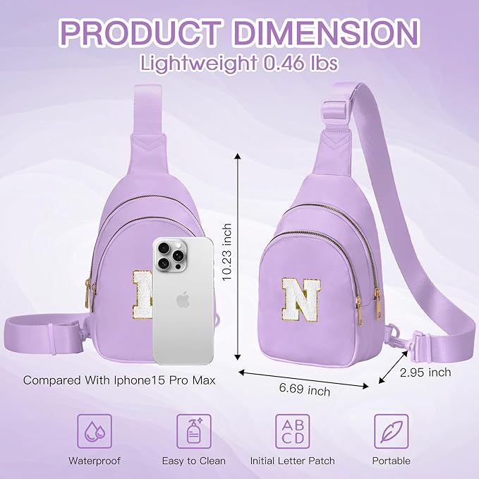 Birthday Gifts for 7 8 9 10 11 12 13 Year Old Girls Small Initial Sling Bag Cross Body Bag Fanny Pack for Girls