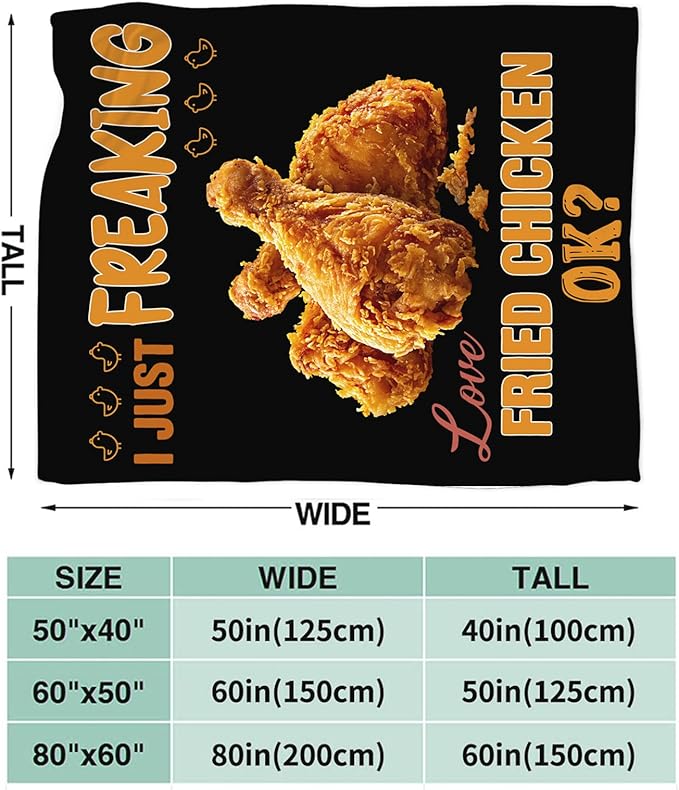 Fried Chicken Blanket, Fried Chicken Drumstick Flannel Throw Blanket, Cozy Fleece Soft Delicious Food Blankets Gift for Kids Couch Sofa Bed 50" x 40"
