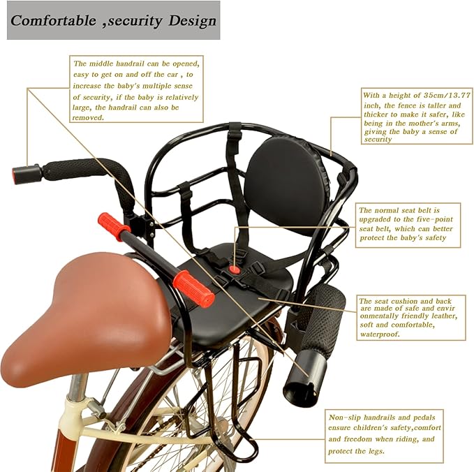 Child Bike Seat,Rear Mount Baby Bike Seat,Kids Back Bike Seat Safety Carrier for Adult Bike Attachment,Mountain Bike,Electric Bikes,Bicycles (Black)