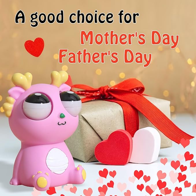 Pop-Out Eye Dragon Squeeze Toy - Stress Relief Sensory Squishy for Adults, Funny Anti-Stress Ball, Ideal Anxiety Toy for Party Favors and Gifts (Green)