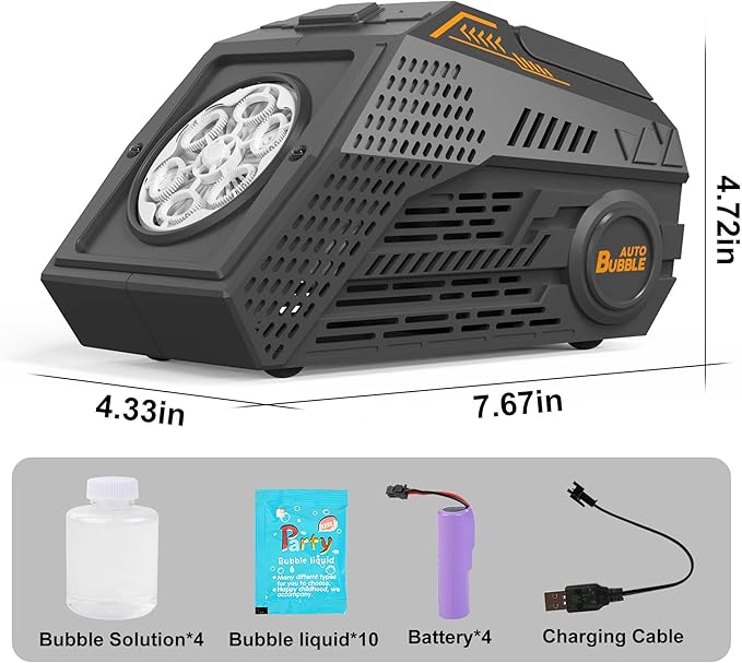 2-Pack Bubble Machine,Automatic Bubble Blower with 4 Rechargeable Batteries 20000+ Big Bubbles Per Minute Toys for Kids Summer Outdoor Birthday Wedding Party(Black+Black)