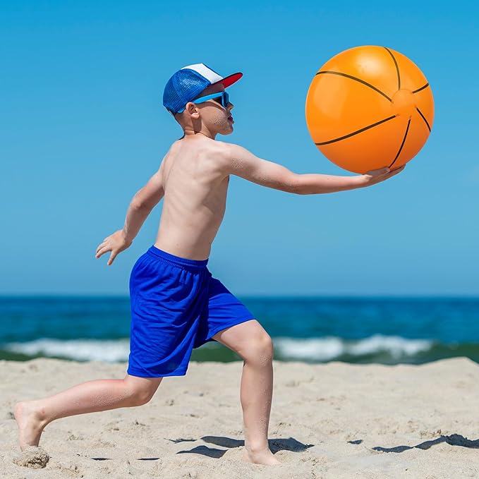durony 12 Pieces Basketball Beach Ball 11 Inch Inflatable Basketball Bouncing Sports Ball Bouncy Toy Favors for Basketball Birthday Party Summer Beach Pool Games Decorations