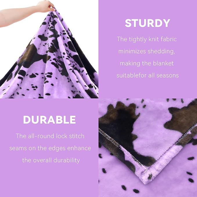 Purple Fleece Blanket King Size - Lightweight Warm Fuzzy Soft Cozy Oversized Bed & Couch Blanket Throw for Adults & Couples All Season 90x108 inches