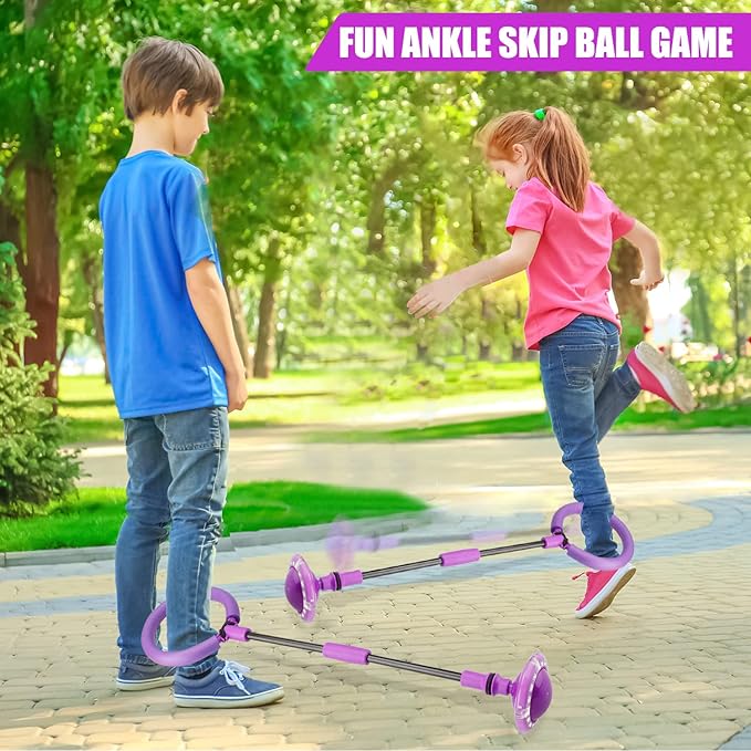 Ankle Skip Ball for Kids - Foldable Flash Wheel Skip Ball, Outside Game Toys for Kids & Adults, Gift for Boys & Girls Age 5 6 7 8 9 10 Years Old, Purple
