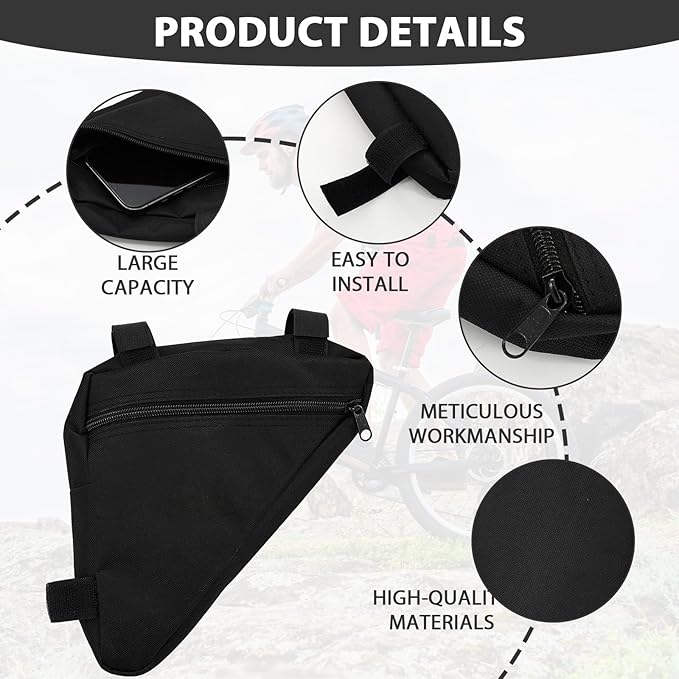 2 Pcs Triangle Bike Bag, Bike Frame Small Storage Bag, Pouches For Adult Cycling For Road And Mountain Bikes Accessories Pack For Phone, Wallet, Keys (With Reflective Stickers* 20)