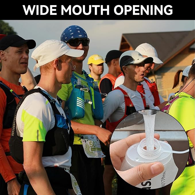 150ml Soft Flask Folding TPU Hydration Flask Running Water Bottle(5.29 oz), Water Pouch for Running Vest, Hiking, Cycling (White 150ml)