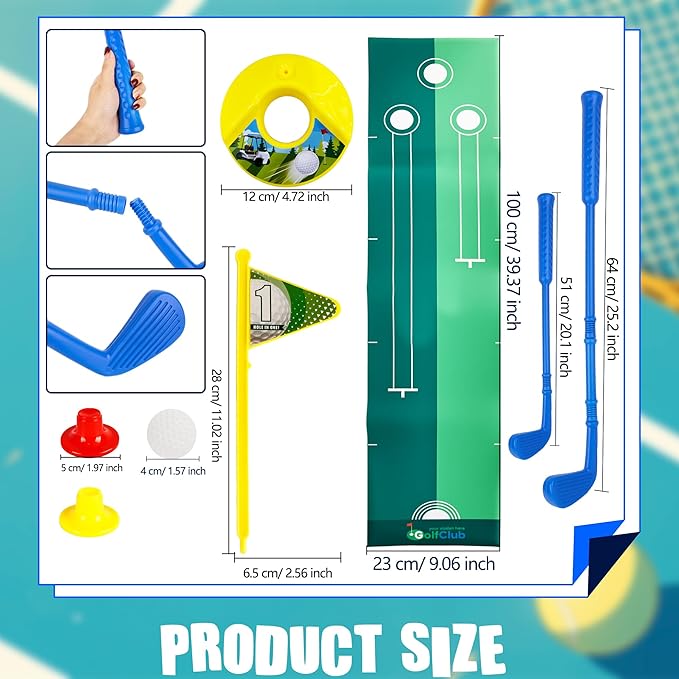 27 Pcs Plastic Mini Golf Set Plastic Toddler Golf Clubs Kids Golf for Outdoor Indoor Educational Golf Birthday Christmas Party Gifts, 3 Colors