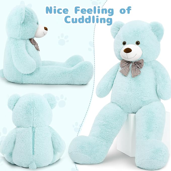 MaoGoLan Giant Teddy Bear 4 Feet,Adorable and Cuddly Big Bear Stuffed Animal 47", Classic Teddy Bear Plush Gift Decoration for Baby Shower,Party,Birthday,Valentines Day,Mint Green
