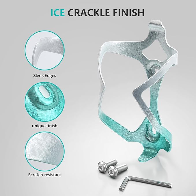 Bike Water Bottle Holder Bicycle Cage for Mountain Road MTB Gravel Adult Bikes Cycling Universal Carrier Rack 2 Pack Aluminum Alloy Ultralight Kettle Drink Accessories Greenish Cyan