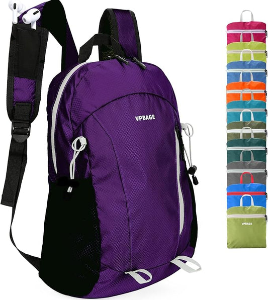 15L Water-resistant Hiking Daypack, Small Backpack Travel Outdoor, Lightweight Day Pack with Tool Loops