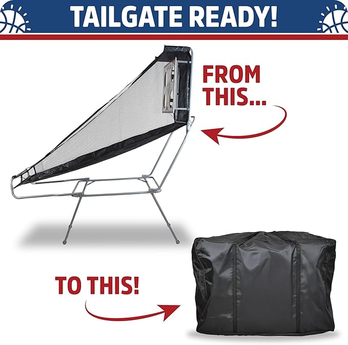 Pop-A-Shot | Official Pop-A-Pass Electronic Arcade Style Football Toss Game | 4 Inflatable Mini Footballs | Foldable, Portable, Tote Bag Included