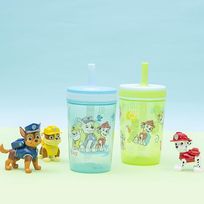 Zak Designs PAW Patrol Kelso Toddler Cups For Travel or At Home, 15oz 2-Pack Durable Plastic Sippy Cups With Leak-Proof Design is Perfect For Kids (Chase, Marshall, Rubble, & More)