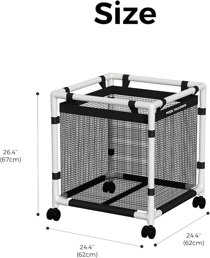 Pool Storage Bin, 45 Gallons, Holder for Noodles, Toys, Floats, Towels, Mesh Organizer for Swimming Equipments, Mini Style