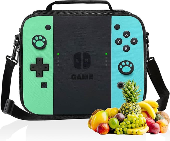Insulated Lunch Box for Boys Girls, Game Lunch Bag for School Work Office Travel Picnic Hiking Beach, Reusable Portable Lunchbox with Adjustable Strap