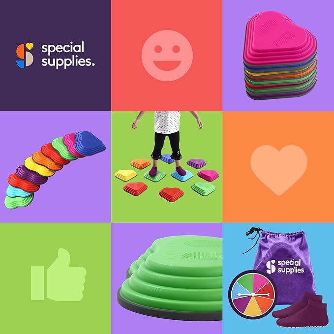 Special Supplies 10 Stepping Stones for Kids Indoor and Outdoor Balance Blocks Promote Coordination, Balance Strength Child Safe Rubber, Non-Slip Edging