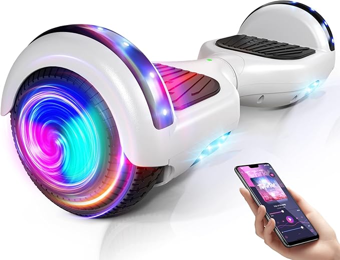 Scooter with Seat Attachment for Kids Adults, 6.5'' 8.5''Balancing Scooter with Bluetooth Speakers & Colorful LED Light with Kart