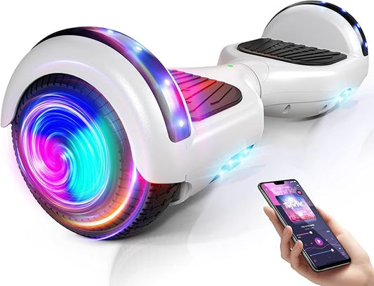 Scooter with Seat Attachment for Kids Adults, 6.5'' 8.5''Balancing Scooter with Bluetooth Speakers & Colorful LED Light with Kart