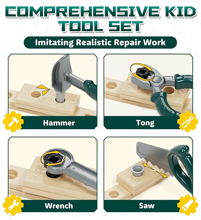 Lehoo Castle Kids Tool Set with Electric Drill & Take Apart Race Car, Construction Toys for Boys 3 4 5 Year Old, STEM Learning Toys for Ages 3+ with Storage Box, Birthday for Toddlers