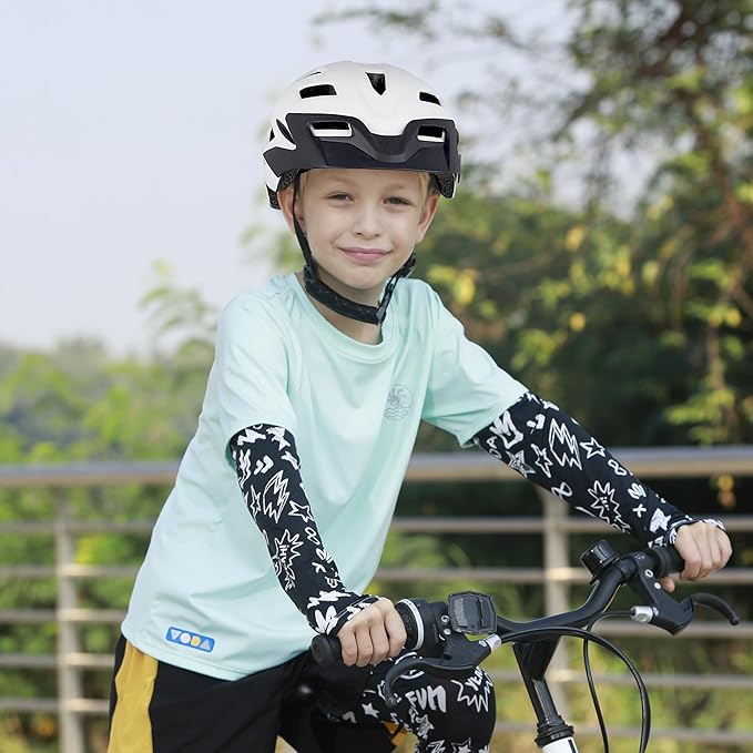 Kids Bike Helmet, Youth Toddler Boys Girls Helmets, 2 Size Adjustable for Ages 2-3-5-8-14 Years, Child Helmet with Visor and LED Light, Lightweight Multi-Sport Bicycle Scooter Cycling Helmets