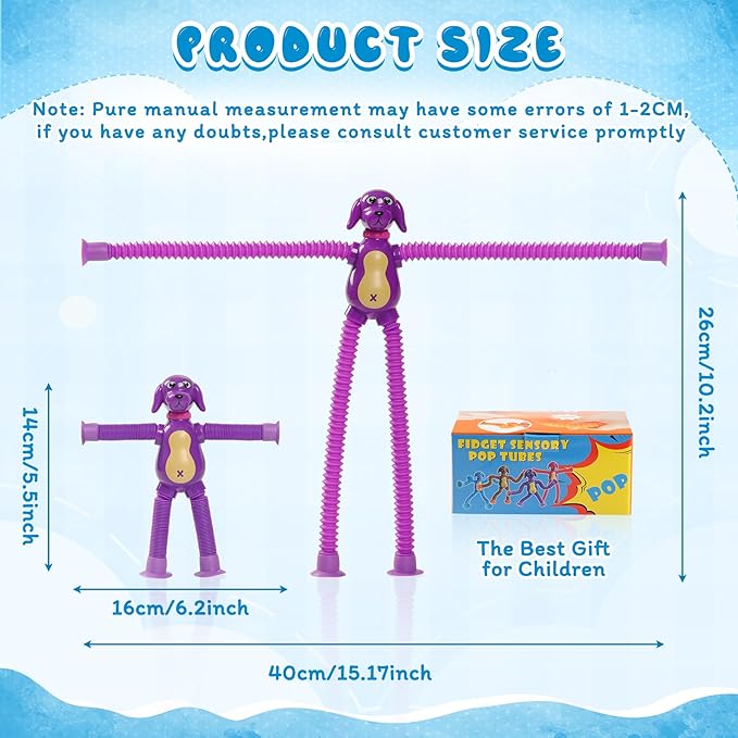 Kindergarten Graduation Gifts,4Pcs Dog Pop Tube Sensory Toys, Dog fidgets Suction ADHD Autism Toy,Fidget Toys Autistic Travel Toys,Dog Party Favors Graduation Decoration Gifts