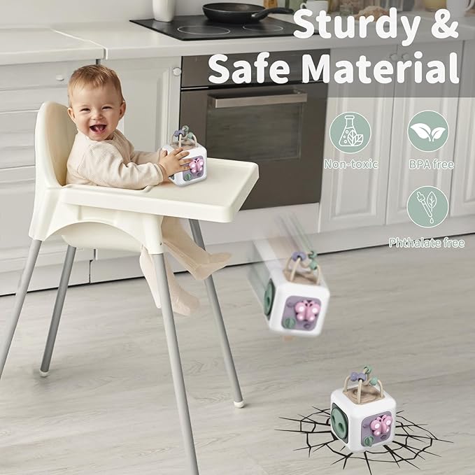 Baby Busy Board Cube, Toys for Boy Girl, Montessori Travel Toys for Toddlers, Learning Fine Motor Skills| Birthday Gifts for Infant Boys Girls