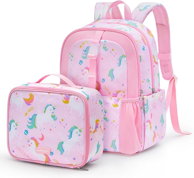 mommore Kids Backpack for Boys Girls Preschool Kindergarten Backpacks Lightweight Elementary School Bookbag with Lunch Box