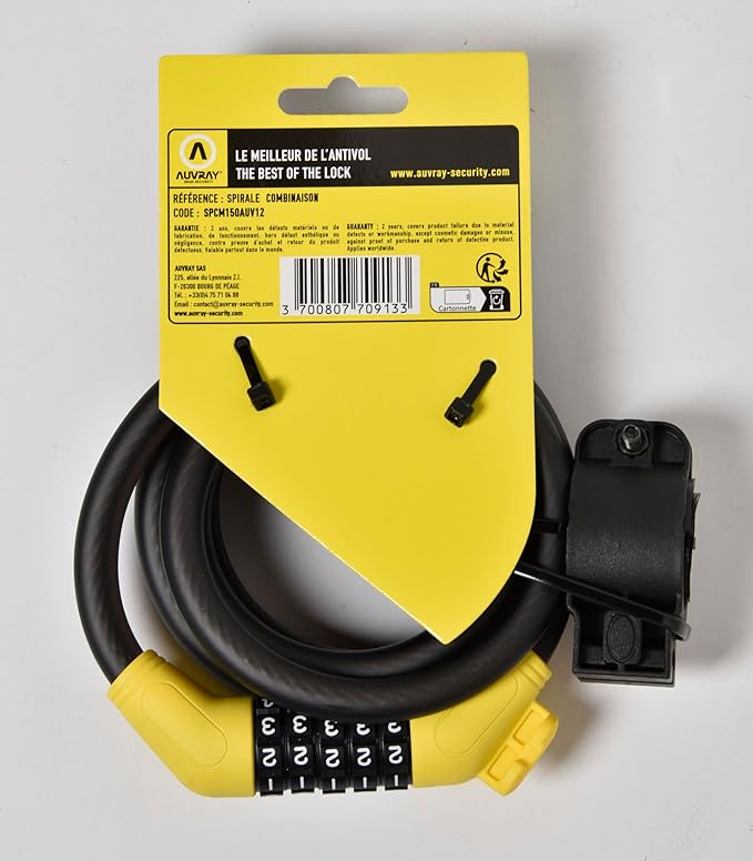 Bicycle Motorcycle Coiled Cable Lock Anti Theft (Coile Cable Combi)