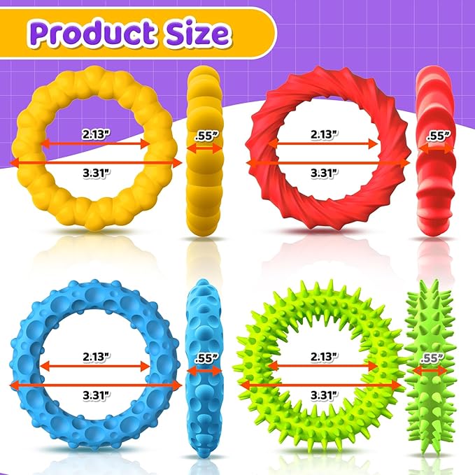 Sensory Fidget Toys for Kids Adults - 4 Pack Stretchy Fidget Bracelet | Texture & Calming Autism Sensory Toys for Special Needs Autistic Children | Calm Down Toy for Toddler Girls Boys