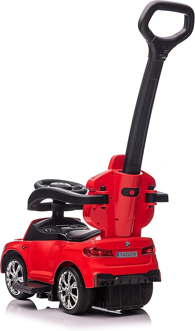 Best Ride On Cars BMW 4 in 1 Battery Powered Push Car, Red, Large