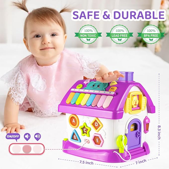Marstone Toddler Toys for 1 Year Old Girl Gifts: 8 in 1 Multi-Functional Learning Baby Musical House for 1 2 3 Yr Old Girl and Boy Birthday Gifts, Educational Baby Toys 6-12, 12-18 Months