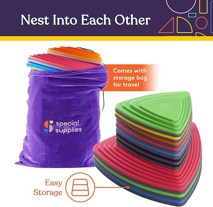 Special Supplies 10 Stepping Stones for Kids Indoor and Outdoor Balance Blocks Promote Coordination, Balance Strength Child Safe Rubber, Non-Slip Edging