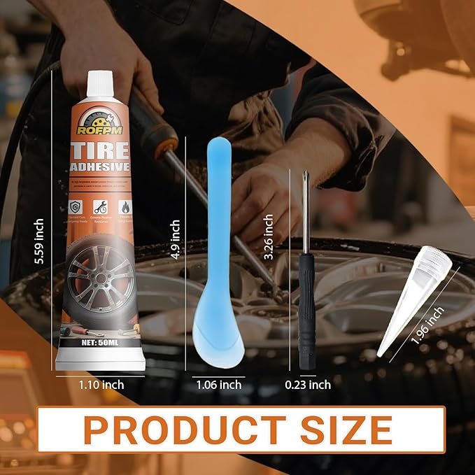 Tire Repair Glue Kit - 3.38 floz Rubber Cement Tire Repair Adhesive Black for Tire Sidewall, Car, Motorcycle, Bike, Jeep, Truck (50ml*2