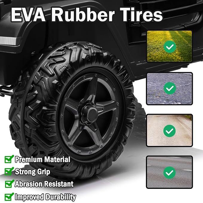 NEWQIDA 24V 2 Seater Ride on Car w/Remote Control 4wd Kids Electric Vehicles Ride on Toys Car, EVA Tires Wheels, 20" Spacious Seat, LED Lights, Music, Spring Suspension, 4x200W Motors, Black