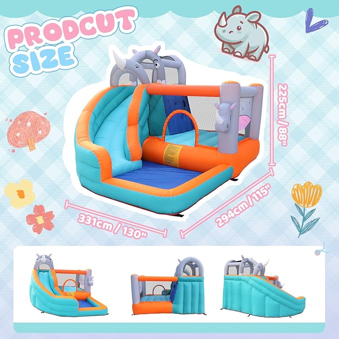 Inflatable Bounce House for Kids,Water Slide for Backyard,Indoor Bouncy House,Inflatable Water Park,Jumping Castle with Ball Pit,Jump House with Waterslide,Obstacle Course Bounce House