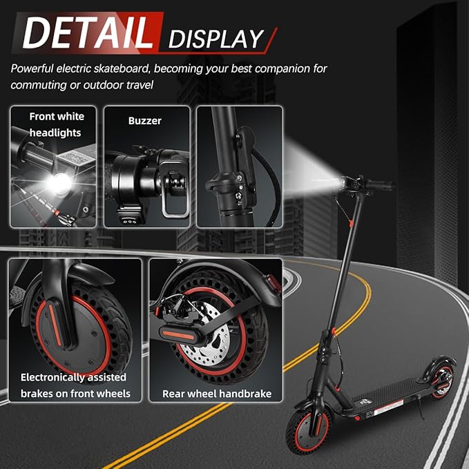 Adults Electric Scooter with App Control，8.5"/10" Tires, 19/22Mph, 350W/500W Motor, 21-28 Miles Range, Folding E-Scooter with Dual Suspension and Braking System (W4-16miles-350W)