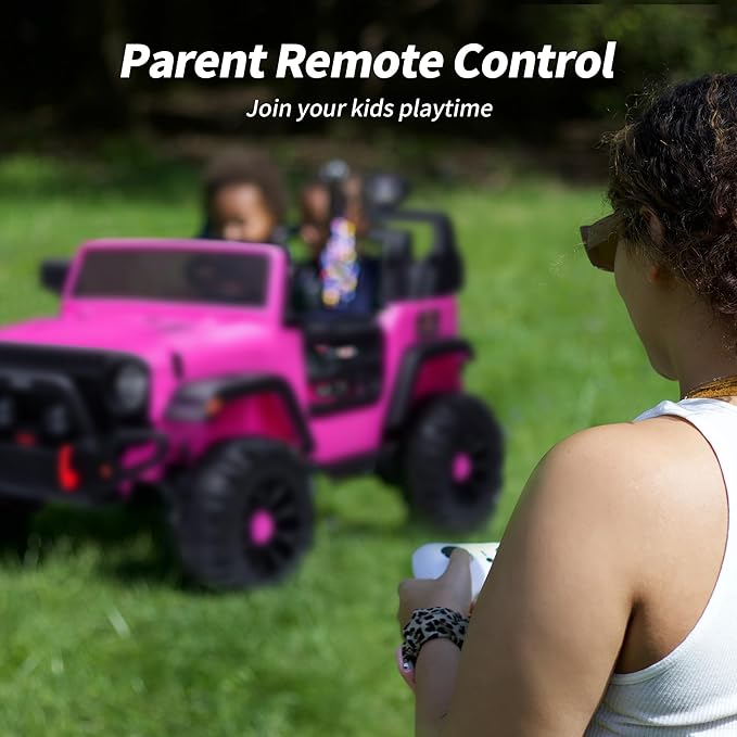 2 Seater Ride on Toy Car for Kids, 24V 4WD Ride-on Truck Kids Electric Car with Remote Control, 4x200W Motors - Pink