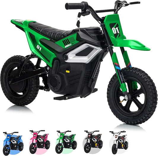 24V Electric Dirt Bike for Kids, 350w Electric Motorcycle for Kids - Up to 13.67Mile/h Long-Range, Ride on Motorcycle with Rear Wheel Suspension, 12 Miles Range, Twist Grip Throttle, Rubber Tire