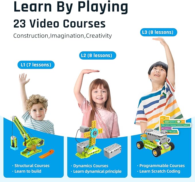 makerzoid Coding Robot Toy for Kids 6+, 100+ in 1 APP Control Robots Building Toys, Programmable Scratch Coding Kit with 23 Video Courses,Birthday Children's Day Gift for Kids (370 Blocks)