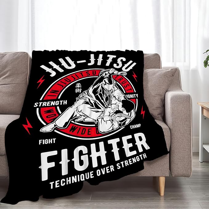 Jiu Jitsu Blanket Fleece Soft Warm Plush Jiu Jitsu Throw Blankets Lightweight Plush Fuzzy Cozy Blanket Gifts for Men Women Adults Suitable for Couch Sofa Bed 60"X50"