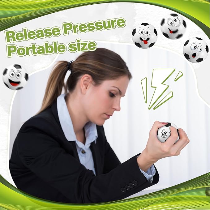 24 Pcs Mini Face Soccer Stress Balls for Boys Girls Fidget Toys Bulk Foam Balls for Stress and Anxiety Relief Balls for Party Favors Birthday Gift Decoration