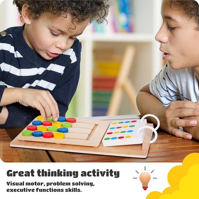 LiKee Slide Puzzle Color Sorting Matching Toys, Airplane Car Travel Busy Board for Toddler No-Lose-Parts and Portable, Montessori Wooden Educational Toys Board Games for Kids Boys Girls 3+ Years Old