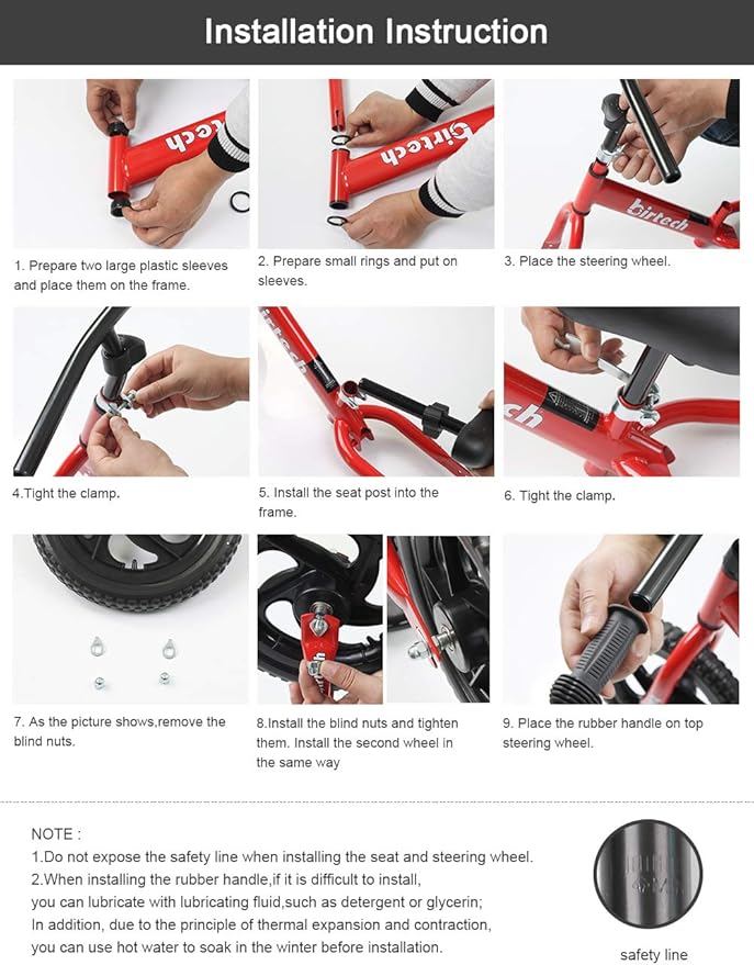 Birtech Balance Bike for 2,3,4,5 Year Old Kids, 12 Inch Toddler Balance Bike Kids Indoor Outdoor Toys, No Pedal Training Bicycle with Adjustable Seat Height, Airless Tire, Black