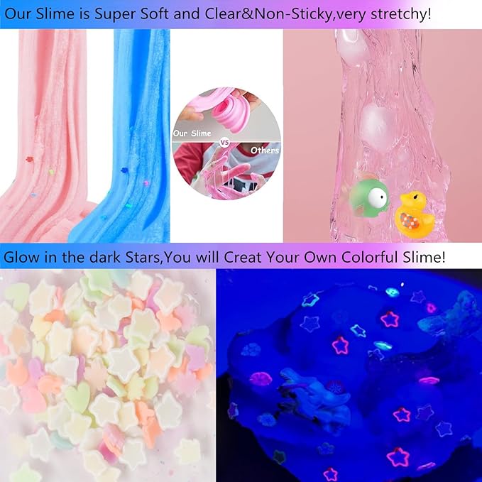 Crunchy Slime Set 12 Packed for Kids,Super Soft and Non-Sticky Stress Relief Clear Slime Kit Toy,DIY Butter Slime Party Favor for Girls & Boys Goodie Bags Stuffers