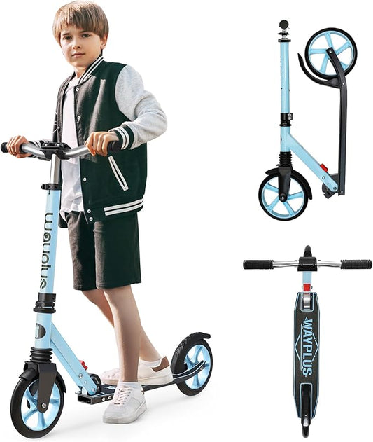 Kick Scooter for Ages 6+,Kid, Teens & Adults. Max Load 240 LBS. Foldable, Lightweight, 8IN Big Wheels for Kids, Teen and Adults, 4 Adjustable Levels. Bearing ABEC9