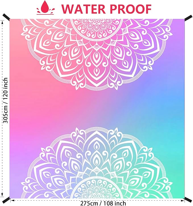 Beach Blanket Waterproof Sandproof Beach Mat 79" X 83"/10'x9'for 2-8 Adults Quick Drying Outdoor Picnic Mat Beach Accessories for Travel, Camping, Hiking