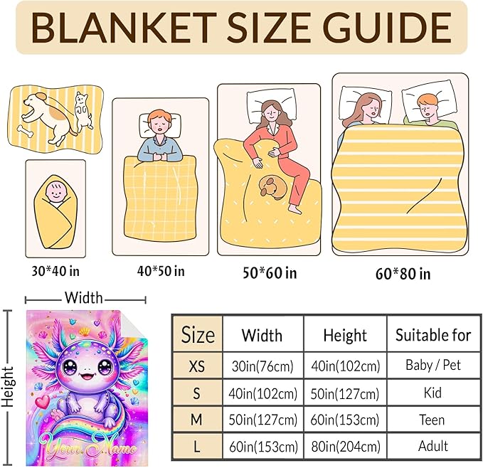 Personalized Blanket for Girls Throw Blanket Gifts for Kids Teens, 60x50 Inches Custom Cute Flannel Blankets Lightweight Throws for Couch Sofa Bed