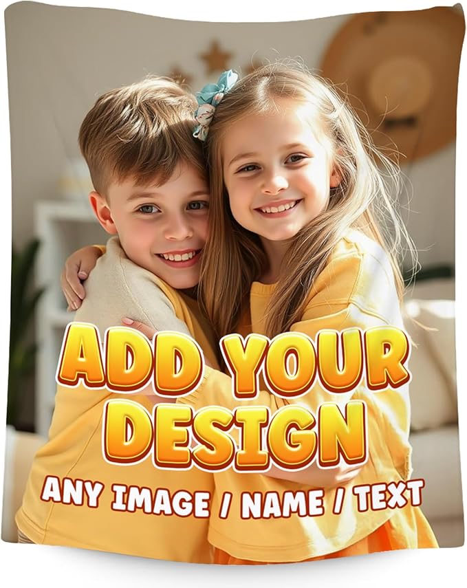 Personalized Blanket with Photo - Custom Gift for Kid Teens Adults - Picture Blankets with Name, Soft Fleece Throw for Couch, Bed, 4 Size